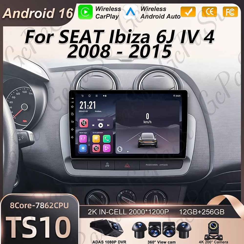Android Auto Car Radio For Seat Ibiza MK4 6J 2009 2010 2012 2013 2014 2015 Carplay Multime | AUTOKITSHOP