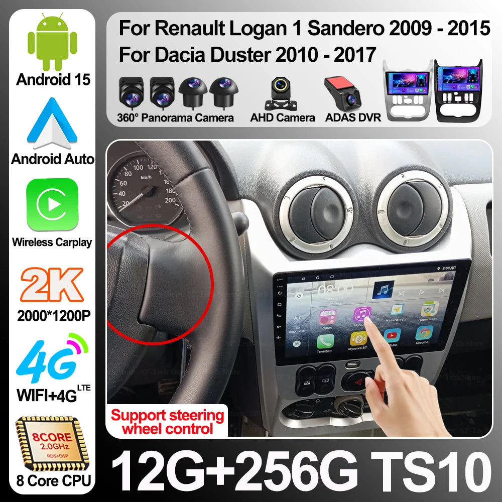 For Renault Logan 1 Sandero 2009-2015 For Dacia Duster 2010-2017 Car Radio Multimedia Play | AUTOKITSHOP