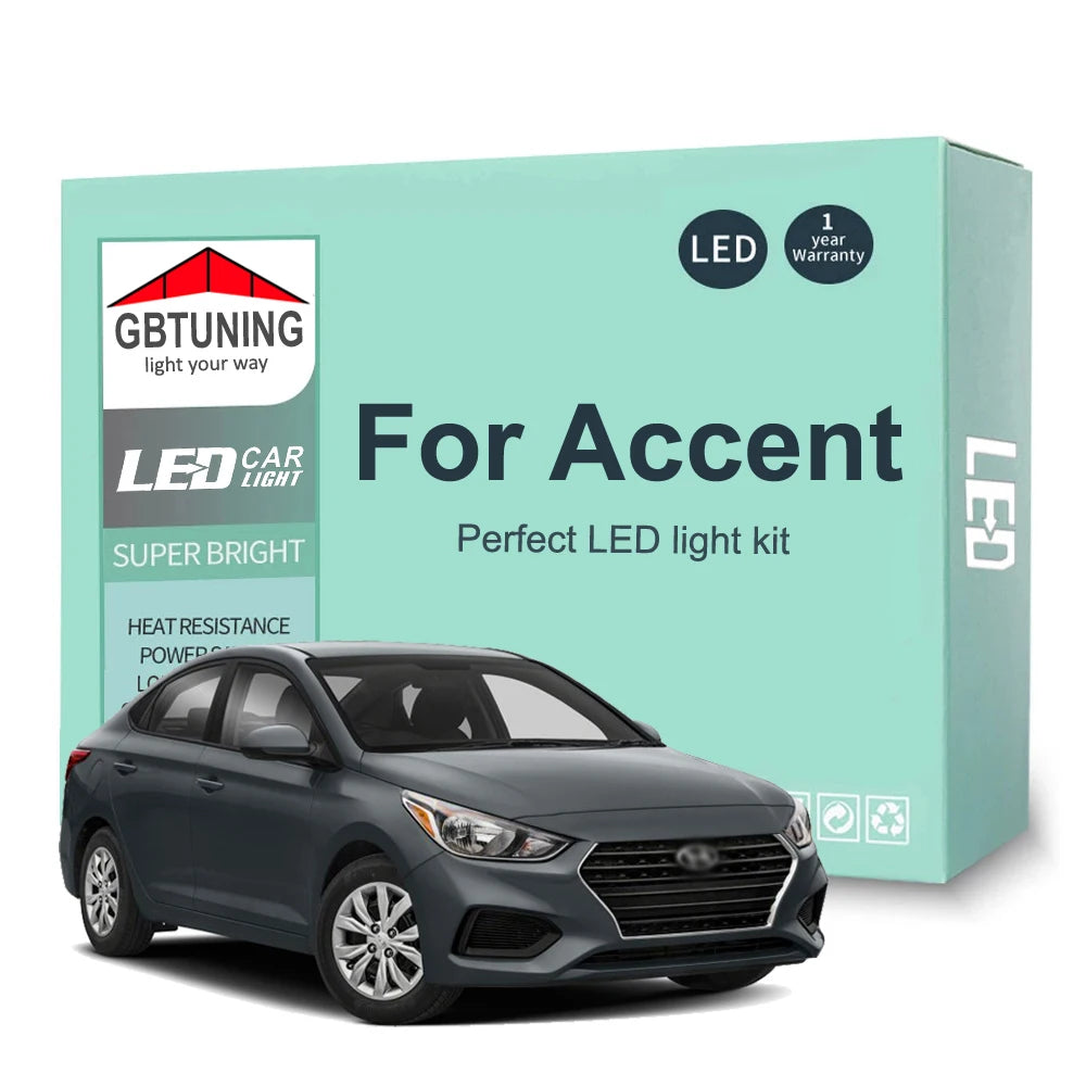 LED Interior Light Kit for Hyundai Accent X3 LC MC RB HC 1995-2019 - Canbus Dome Map Door Trunk Bulbs | AUTOKITSHOP