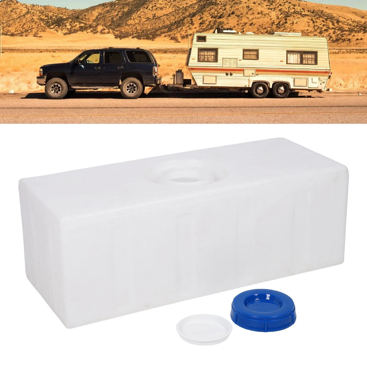 RV Water Tank Portable 33.66x13.78x11.81 in Gray Water Storage Container 140mm Port Leakproof 22 - Automotive LED Light