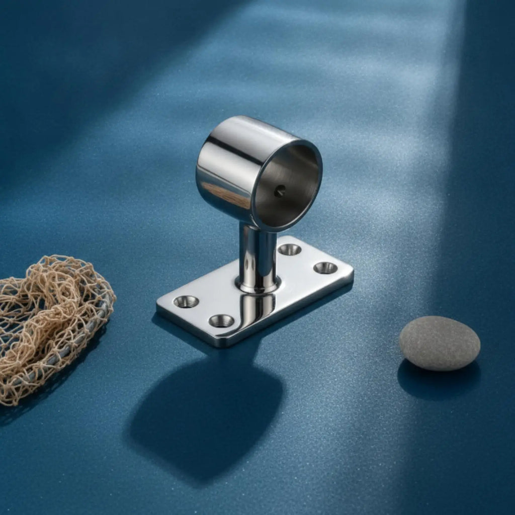 Handrail Bracket with Rectangular Base Stainless Steel 316 Grade Handrail Bracket Polished Rail  - Automotive LED Light