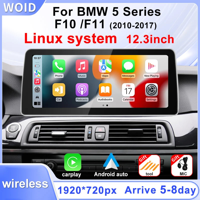 Factory Price 12.3inch Display Screen For BMW 5series F10 F11 CIC NBT Wireless Carplay And