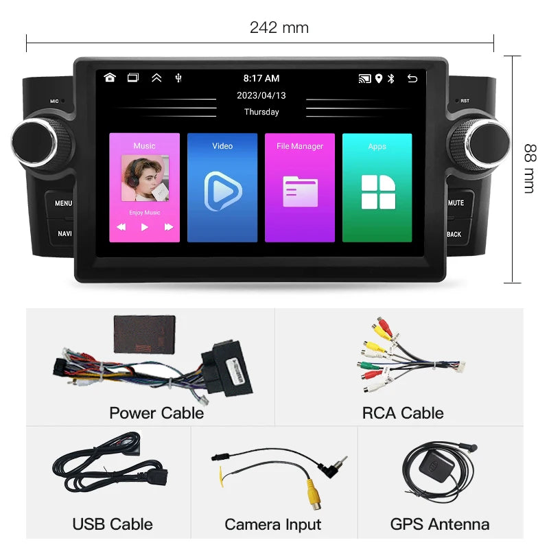 SZLELV Android 15 Auto For FIAT Punto 2005-2009 Linea 2007-2011 Car Radio CarPlay Multimed