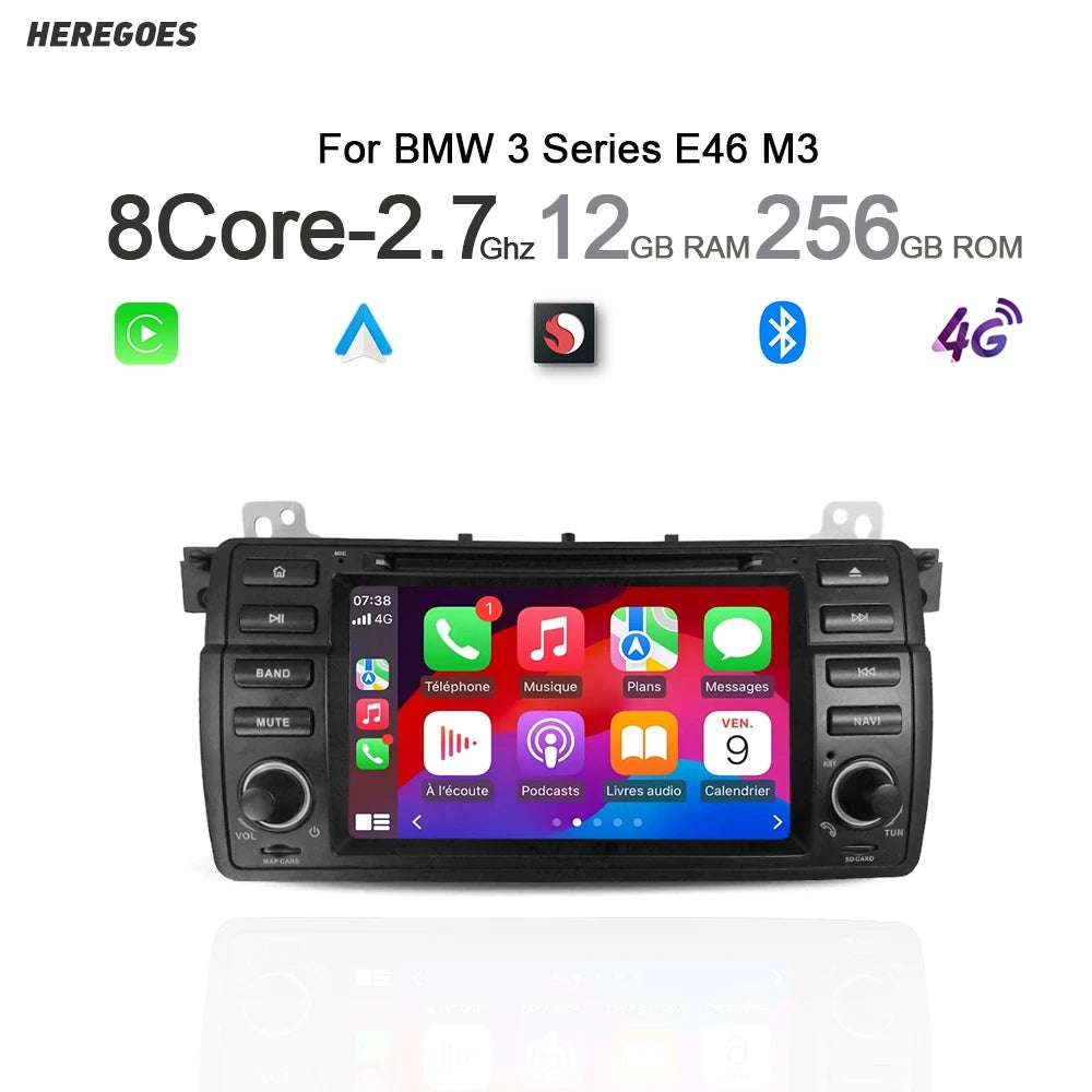 7" Android 14 Carplay Car Multimedia Player Navigation Stereo 12GB Bluetooth WiFi GPS Radio for BMW E46 M3 320 325 330 3