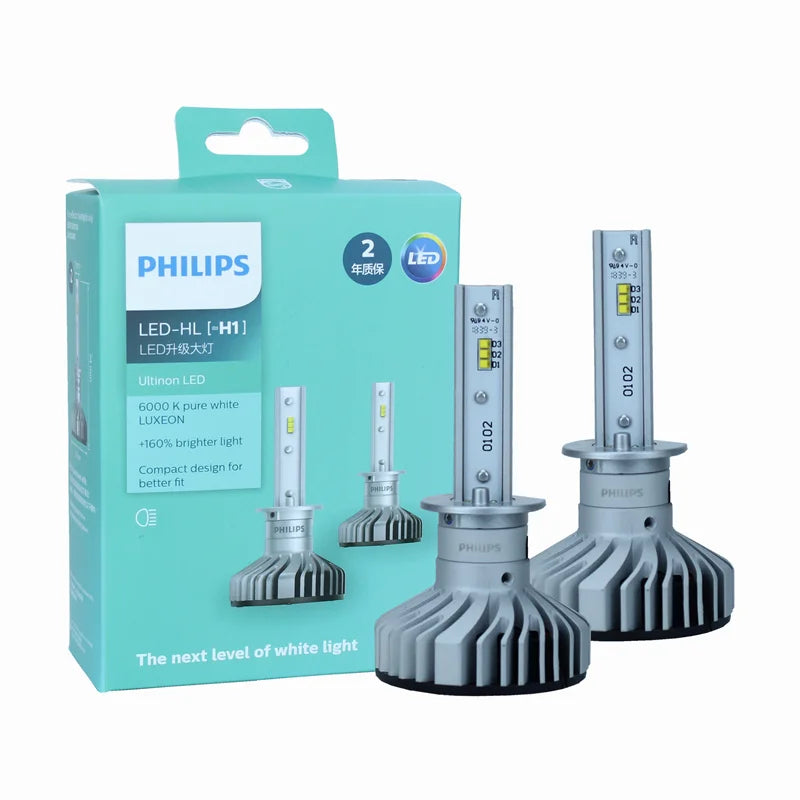 Philips LED H1 Ultinon LED Auto Hi/lo Beam 6000K Cool White Light +160% Brighter Headlight