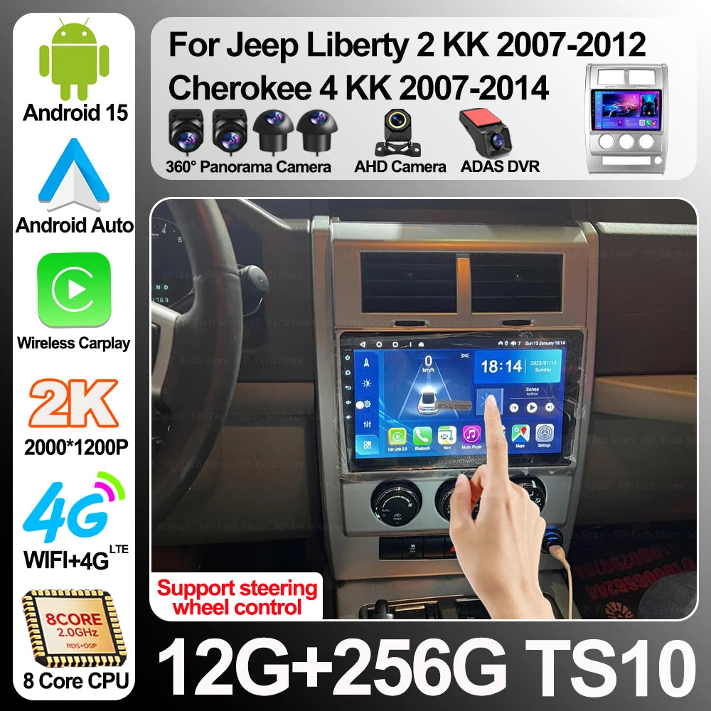 Android 16 For Jeep Liberty 2 Kk 2007-2012 Cherokee 4 Kk 2007-2014 Car Radio Multimedia Vi | AUTOKITSHOP