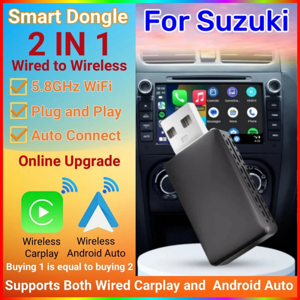 Wireless For Apple Carplay Adapter Android Auto 2in 1 Smart Dongle For Suzuki Swift Vitara | AUTOKITSHOP