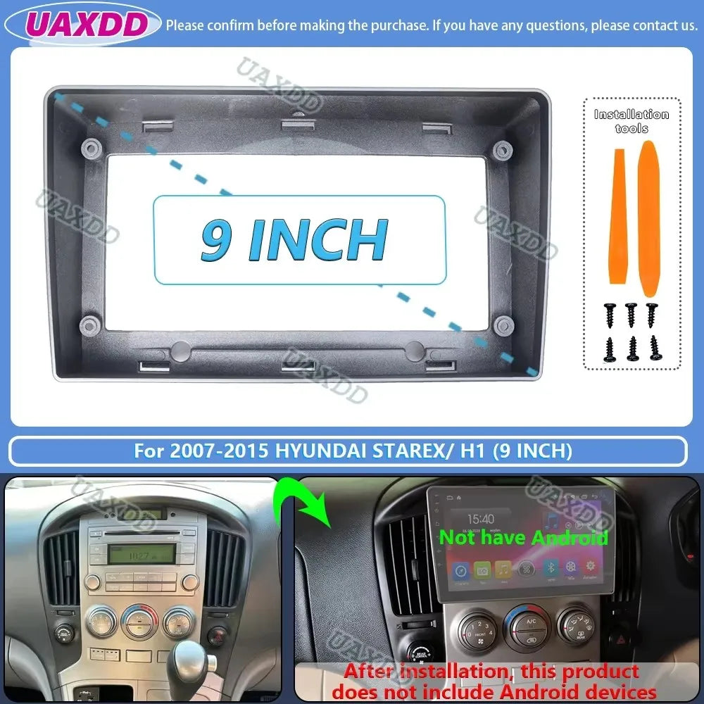 For 2007-2015 Hyundai STAREX H1 9inch 2 Din Car stereo radio Android frame panel fascia ca
