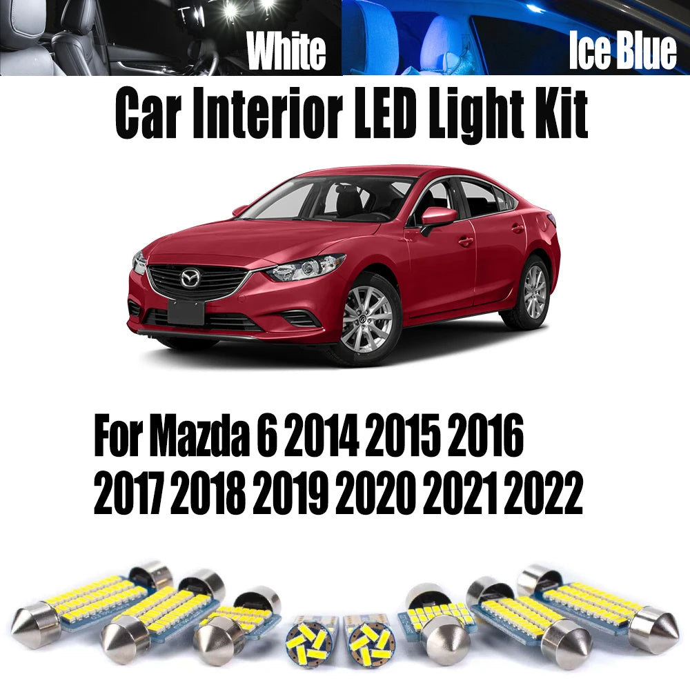 13-Piece LED Interior Light Kit for Mazda 6 2014- 2017 - Canbus Dome Map Door Trunk Bulbs | AUTOKITSHOP