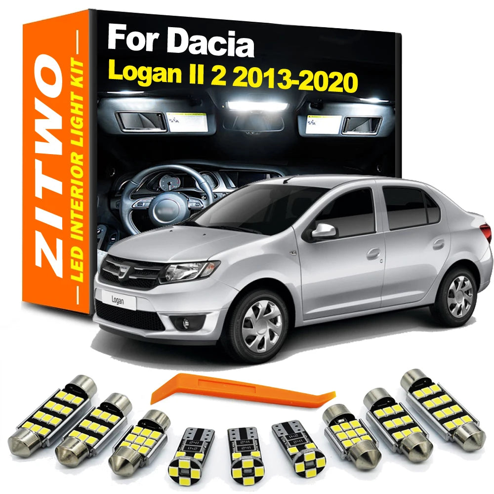 ZITWO 11Pcs LED Bulb Interior Dome Map License Plate Light Kit For Dacia Logan II 2 MK2 2013 2014 2015 2016 2017 2018 2019 2020