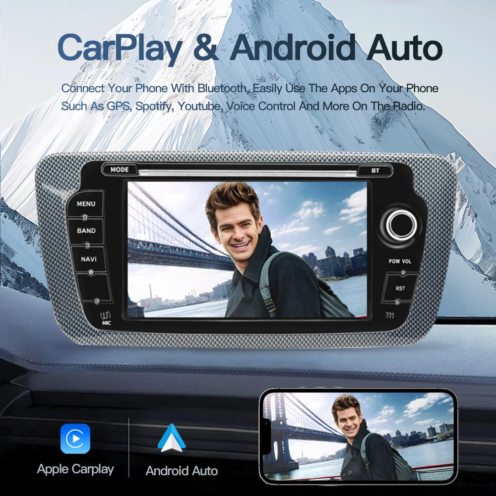 SZLELV 2 Din Car Radio For Seat Ibiza 6J IV4 2009-2013 4G Audio Multimedia Player CarPlay