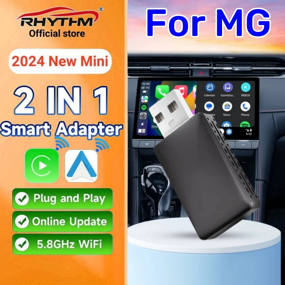 2024 NEW Mini 2in1 Ai Box Rhythm Wireless Carplay Adapter Android Auto Wireless For MG ZS  | AUTOKITSHOP