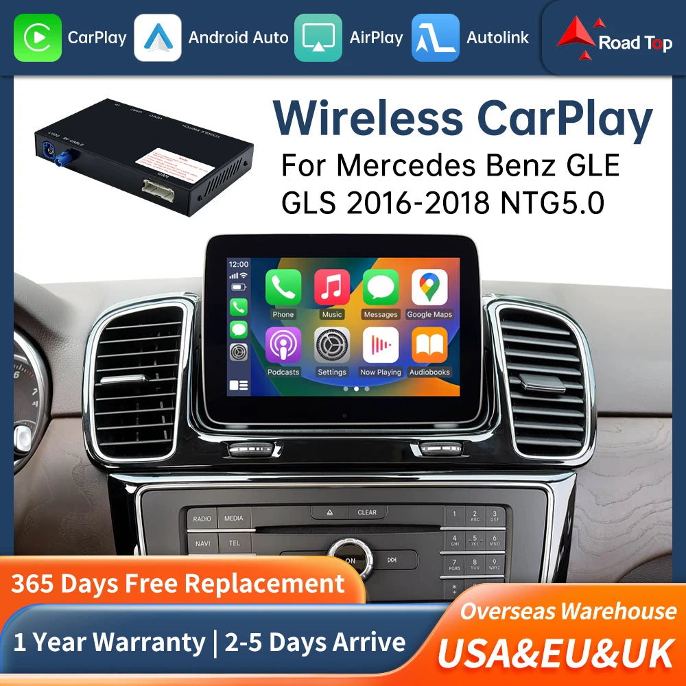 RoadTop Wireless CarPlay Decoder Android Auto for Mercedes Benz GLE GLS-NTG5.0 2016-2018 w | AUTOKITSHOP