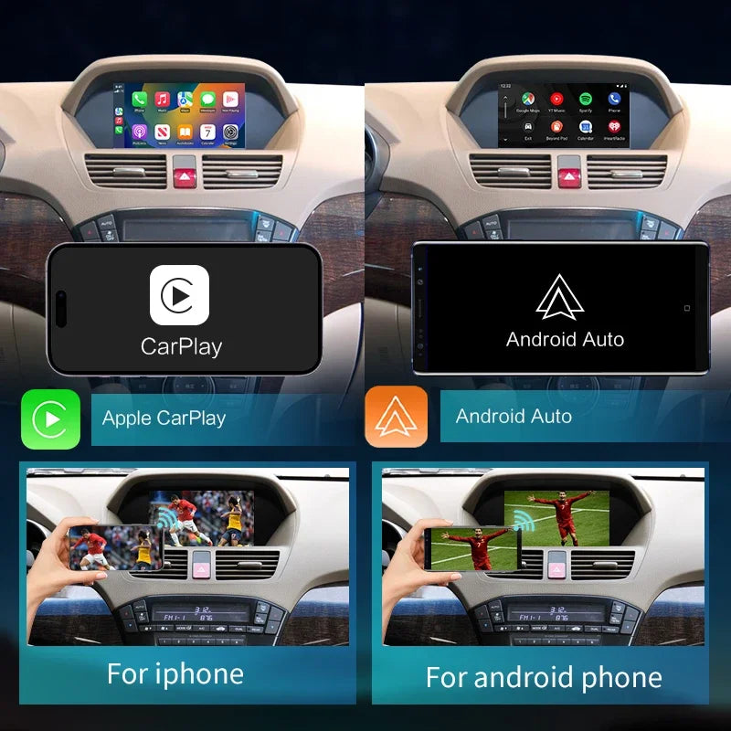 Wireless Carplay For Acura MDX YD2 2007-2013 Single Screen Android Auto Newest TV AI BOX R