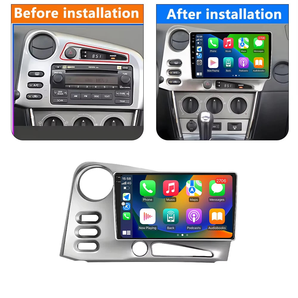 Car Radio Multimedia Player For Toyota Matrix E130 E140 2002-2006 Android Auto Carplay GPS