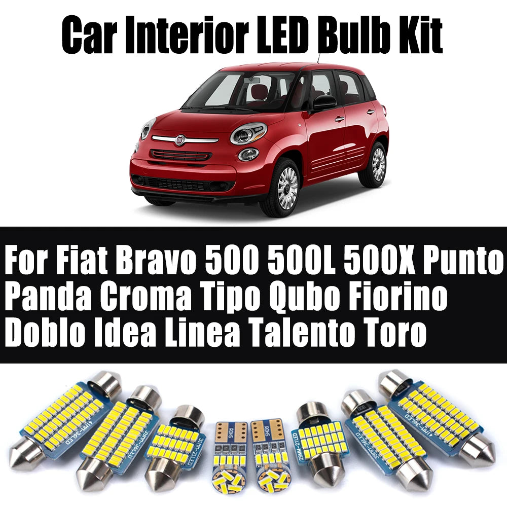 LED Interior Light Kit for Fiat Bravo 500 500L 500X Punto Panda Croma Tipo Qubo Fiorino Doblo Idea Linea Talento Toro...