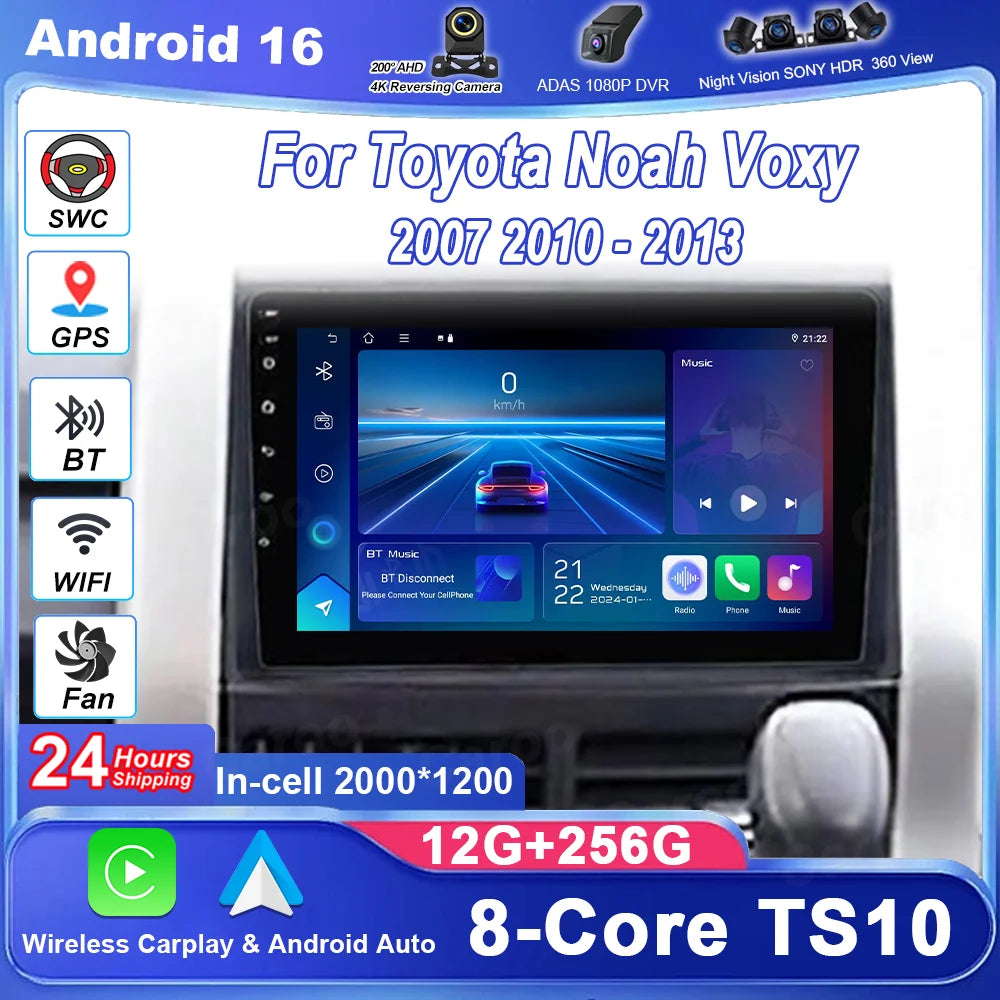 Android 16 For Toyota Noah Voxy 2007 2010 - 2013 Auto Multimidia Video Player GPS Navigati