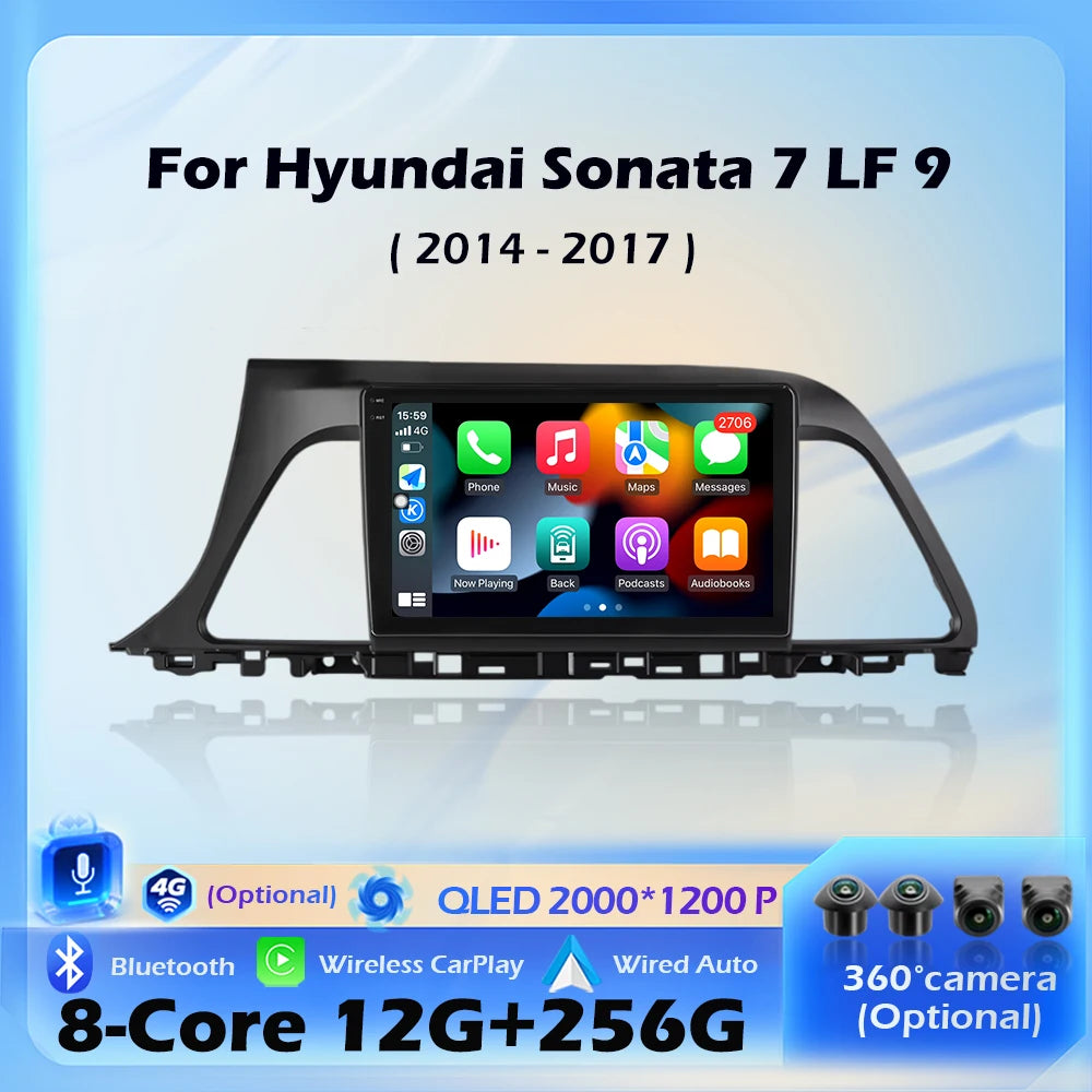 Car Radio Multimedia Player Wireless CarPlay Navigation GPS Android 16 For Hyundai Sonata