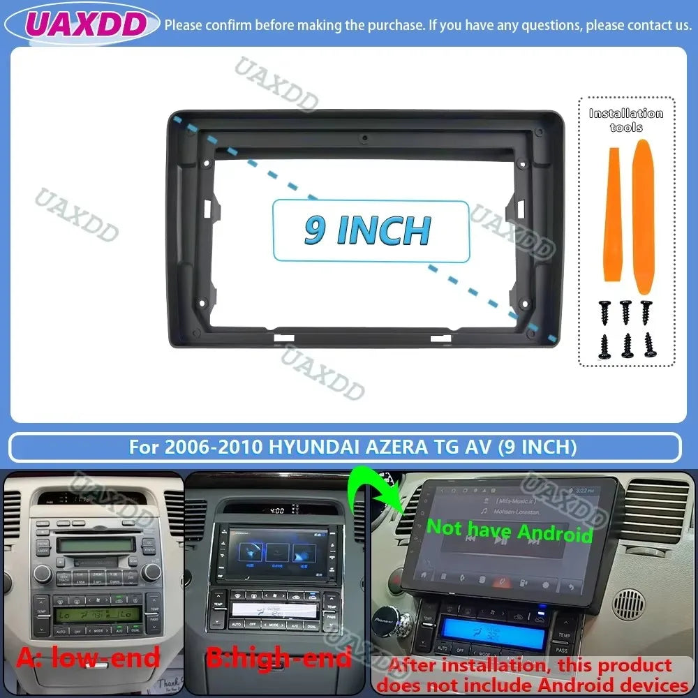 For 2006-2010 Hyundai azera tg av 9inch Car radio android stereo frame panel fascia dashbo