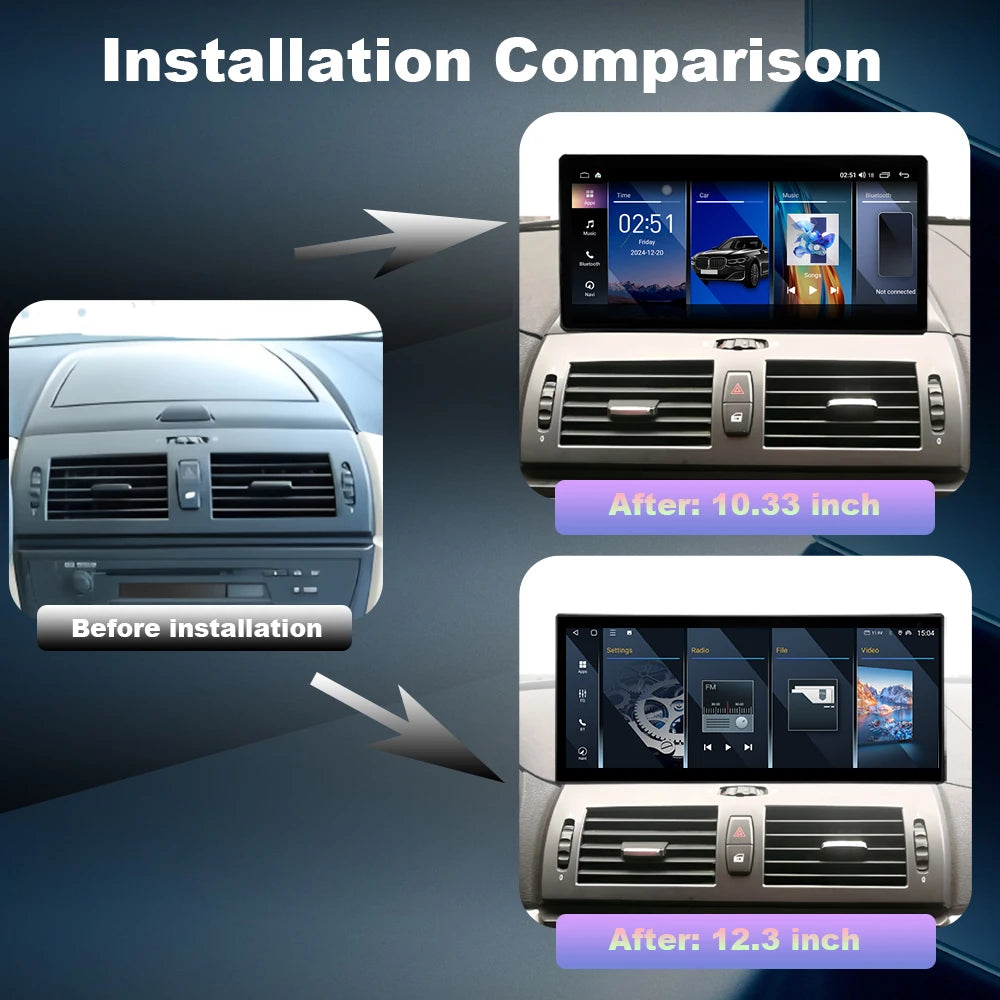 For BMW X3 E83 2005 - 2011 without original screen Car Multimedia Radio Player Android 14
