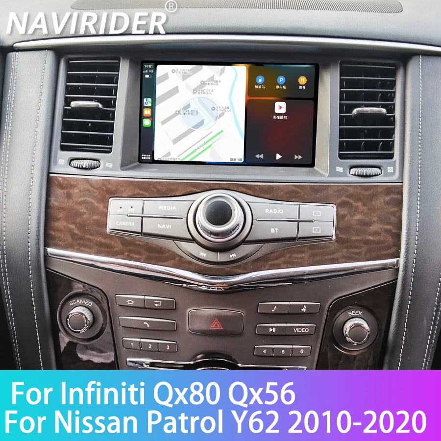Android 15 For Infiniti Qx80 Qx56 For Nissan Patrol Y62 2010-2020 BT Carplay 8inch Screen