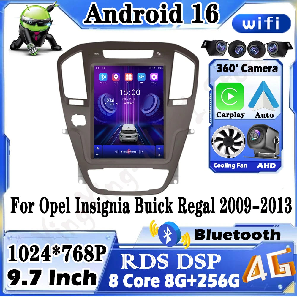 Android 16 Wireless CarPlay For Opel InsigniaBuick Regal 2009-2013 Car Radio Multimedia To