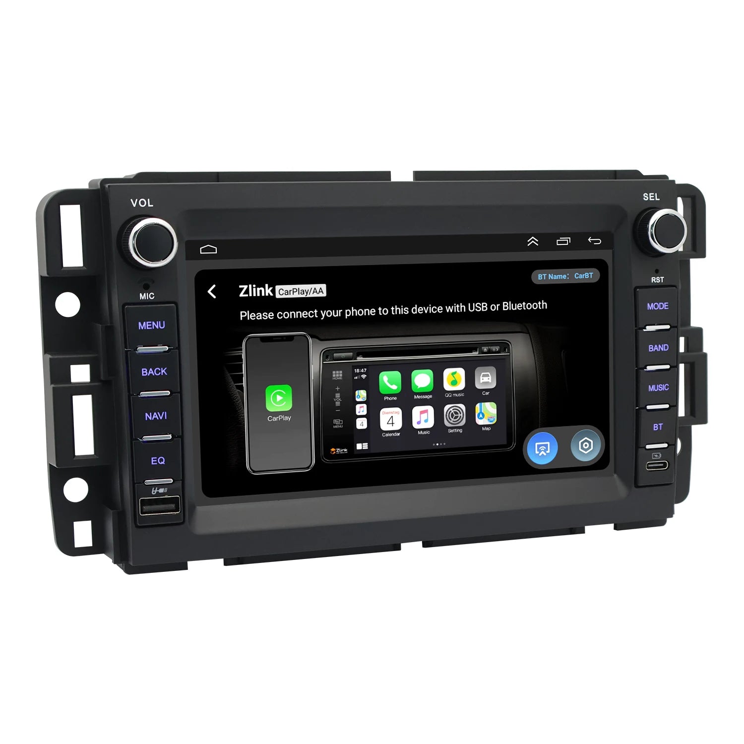 7" Car Radio GPS for GMC 2008-2012 Wireless CarPlay Android Auto Bluetooth Steering Control - 2GB 64GB