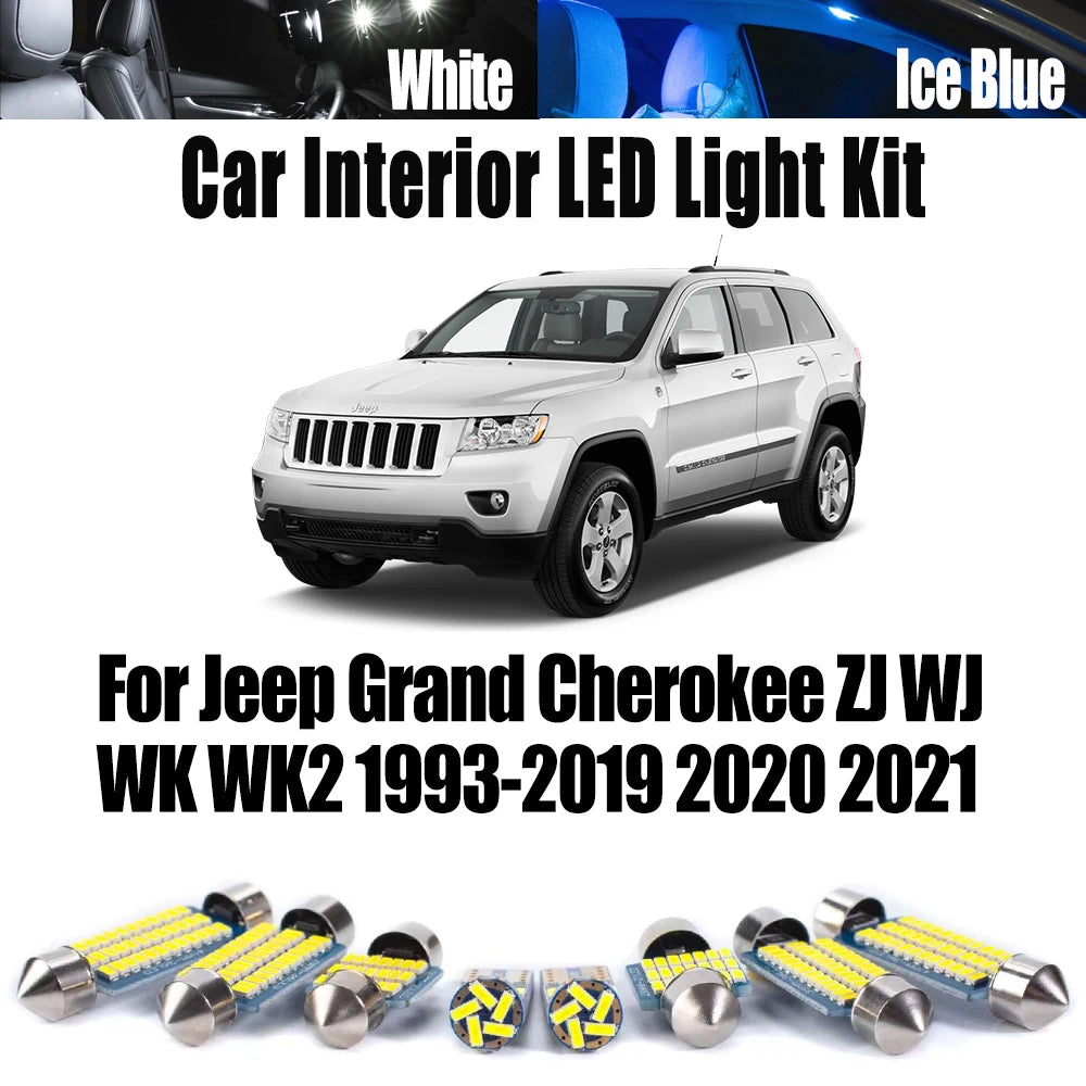 LED Interior Light Kit for Jeep Grand Cherokee ZJ WJ WK WK2 1993- 2021 - Canbus Dome Map Door Trunk Bulbs | AUTOKITSHOP