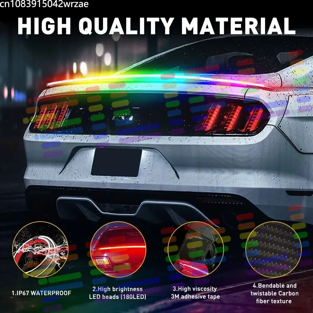 1.3M Led Tail Spoiler Light RGB multicolor Car Turn Signal Driving Brake Flash Trunk Lip R | AUTOKITSHOP