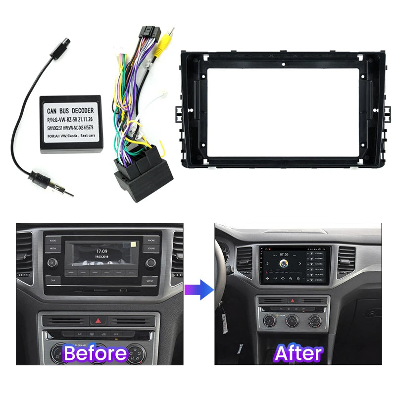 2 Din Car Radio Frame for VW Volkswagen MQB POLO VI Jetta MK7 T6 Bora 9" Dvd Gps Mp5 Andro | AUTOKITSHOP