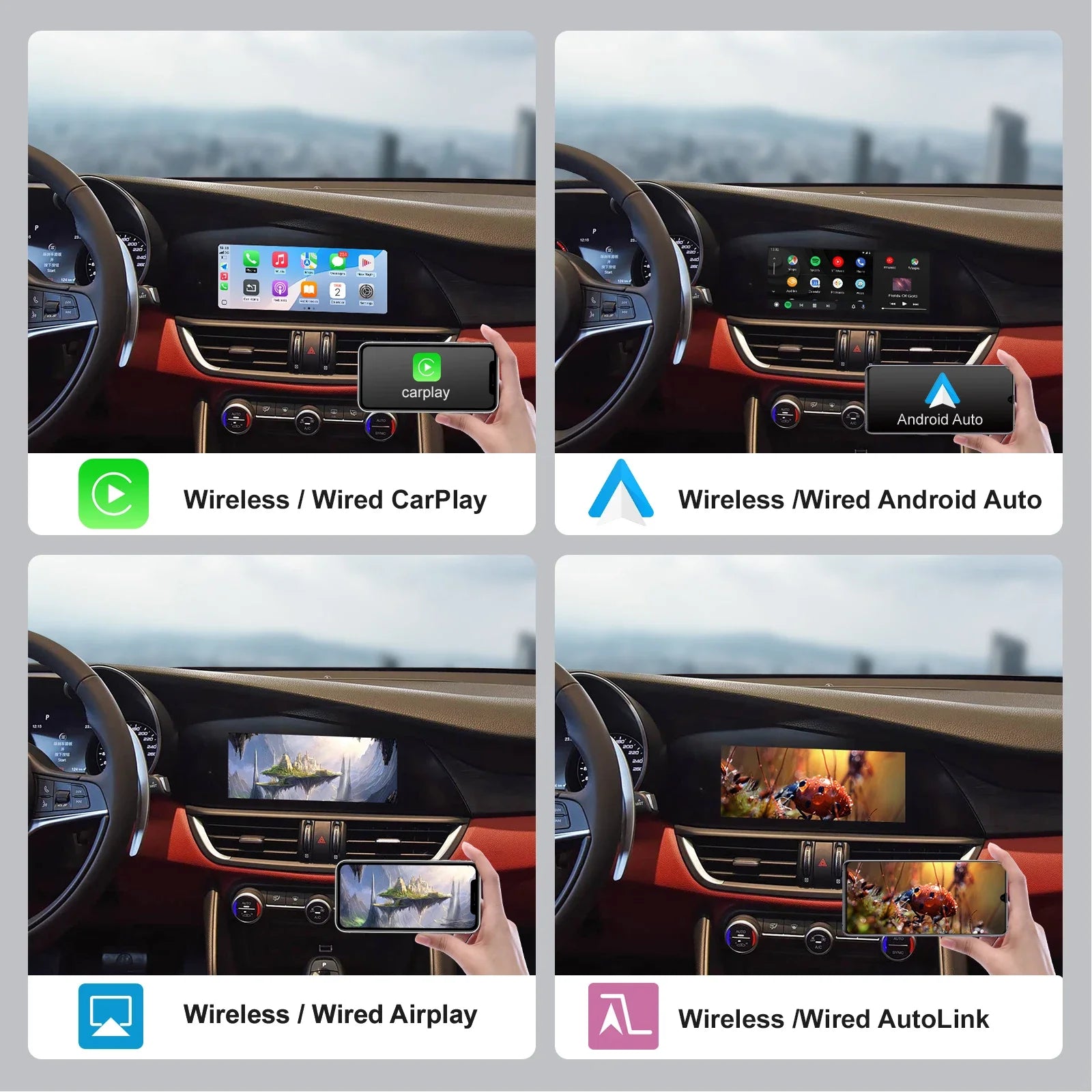 for Alfa Romeo Stelvio & Giulia 2017-2019 Wireless CarPlay Android Auto with Mirror Link A
