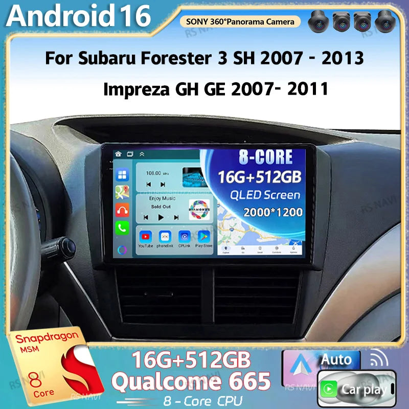 Android 16 For Subaru Forester 3 SH 2007 - 2013 Impreza GH 2007-2011 Android Car Radio Mul