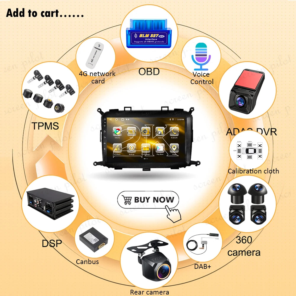 Android 16 For Kia Carens 2013 2014 2015 2016 2017 2018 Car Radio Multimedia Video Player  | AUTOKITSHOP