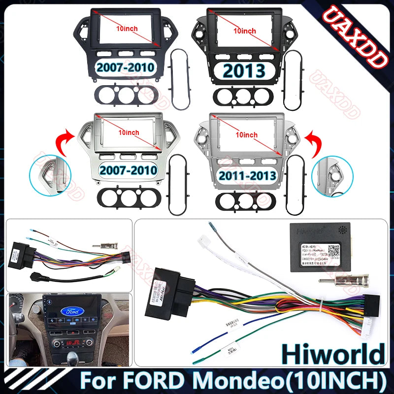 For FORD 2007-2013 Mondeo Semi Automatic MANUAL AC Air 10.1INCH 2Din Car Radio Plastic Fas
