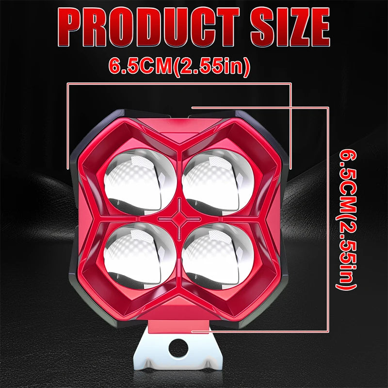 4300K 6000K Motorcycle Spotlights 4X4 Off Road LED Headlight 4 Eyes Lens 2.5 inch 3 Modes
