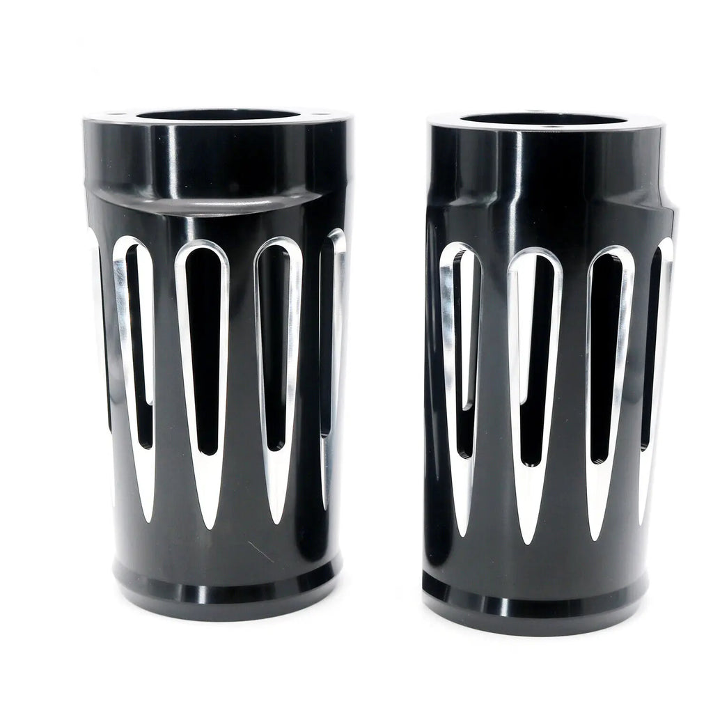Motorcycle Black CNC Aluminum Cut Fork Boot Slider Cover For Harley Touring Electra Street Road  - Automotive LED Light
