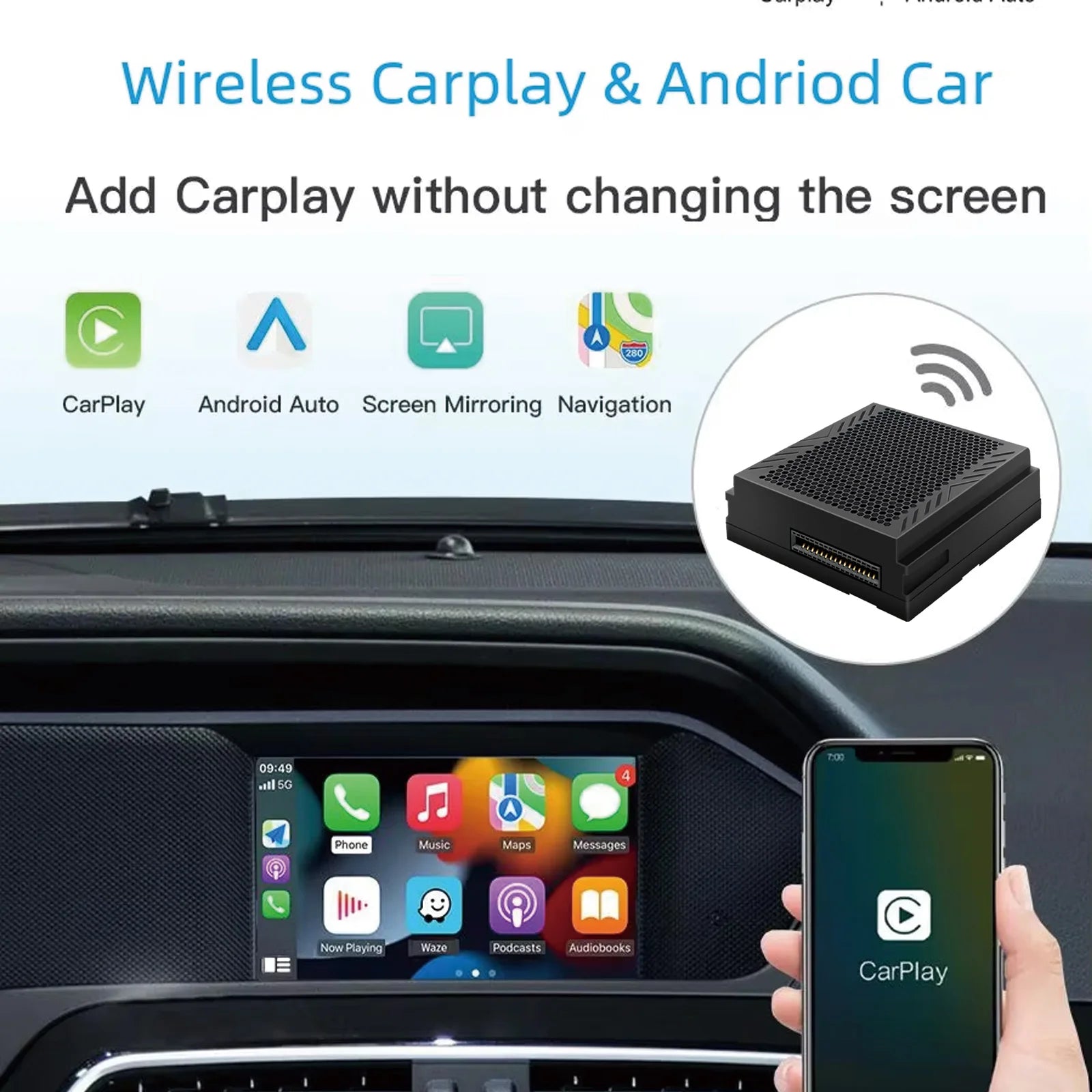 AUTOABC Wireless Carplay Android Auto for Mercedes Benz A B C E CLA GLA GLK ML NTG4.5 with | AUTOKITSHOP