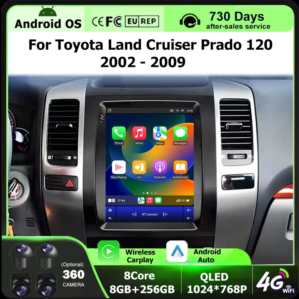 Car Radio Multimedia Video Player GPS Navigation Stereo For Toyota Land Cruiser Prado 120