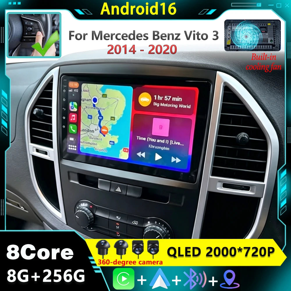 Car Radio Android 16 4G+WIFI Carplay For Mercedes Benz Vito 3 W447 2014-2020 Car Multimedi