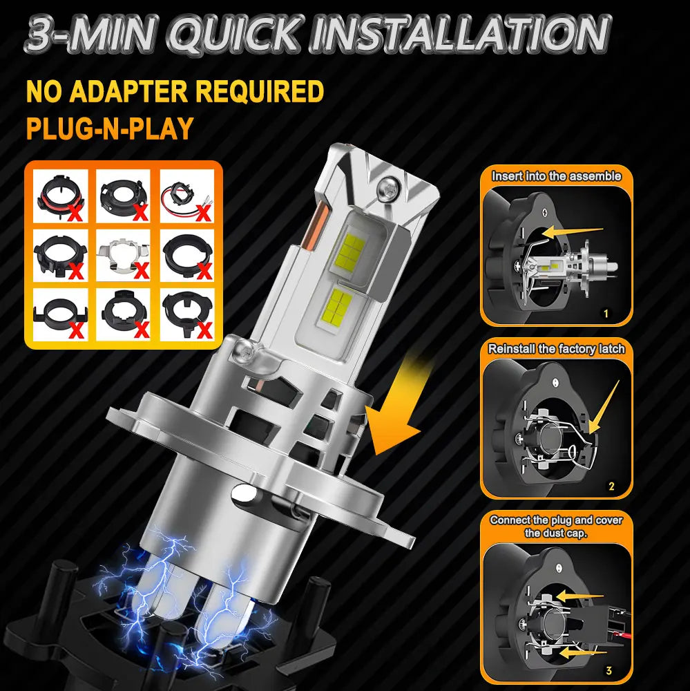 Ampoule Led H7 H4 800000LM Super Bright Spotlights Headlight Bulb 9003 HB2 6000K LED Light