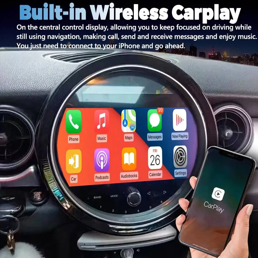256GB Navigation Carplay For BMW Mini R56 2007-2010 Car Radio GPS WIFI Video Stereo Multim
