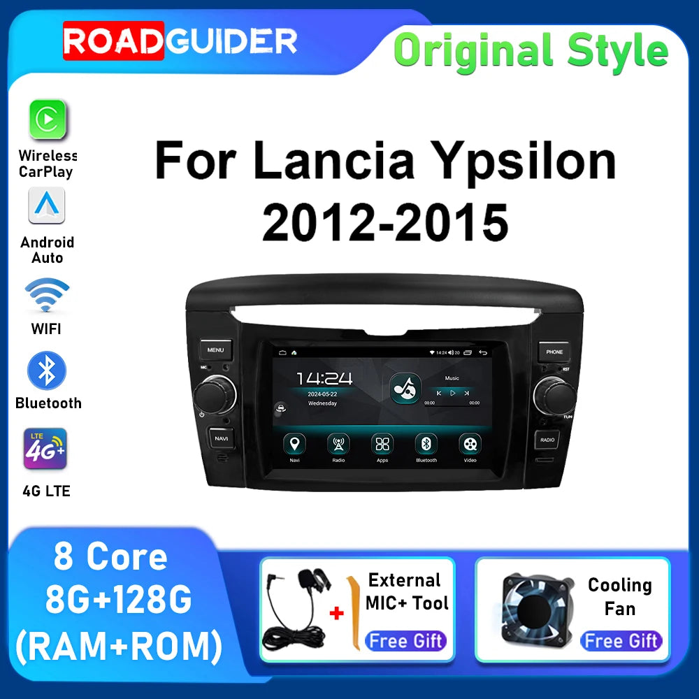 Android Car Radio For Lancia YPSILON 2012 2013 - 2015 Multimedia Player Wireless Carplay A