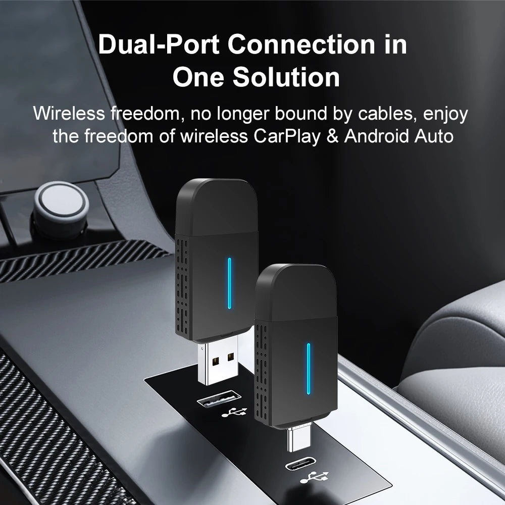 LEXXSON Wireless CarPlay Android Auto 2IN1 Wireless Adapter Smart Mini Box Plug And Play W | AUTOKITSHOP