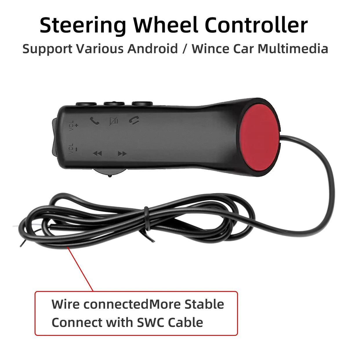 AD Car Steering Wheel Control Button 7 Key for Car Radio DVD GPS Multimedia Navigation Head Unit - Automotive LED Light