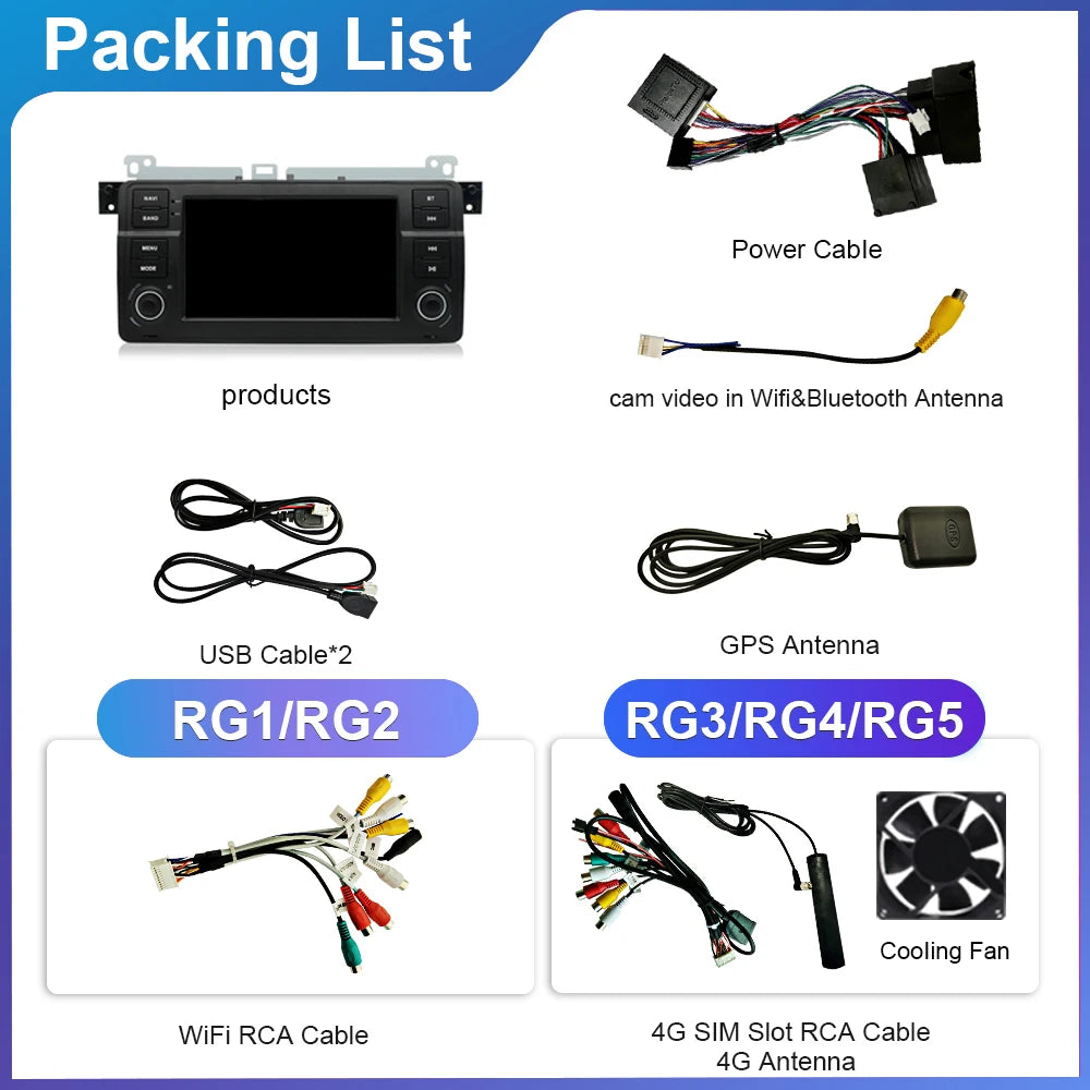 7" Screen For 3 Series BMW E46 M3 318/320/325/330/335 1998 -2005 Android Auto Radio Carpla
