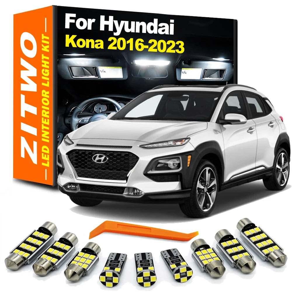 ZITWO 13Pcs LED Interior Dome Reading Roof Light Bulb Kit For Hyundai Kona N EV 2016 2017 2018 2019 2020 2021 2022 Accessories