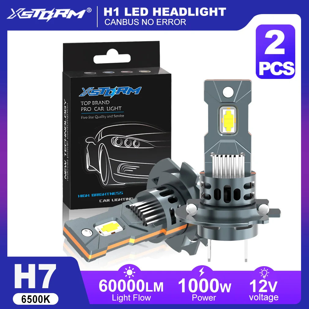 XSTORM H7 LED Canbus 1000W 60000LM LED Headlight for Car With Fan Lamp Bulb Auto Turbo Lig