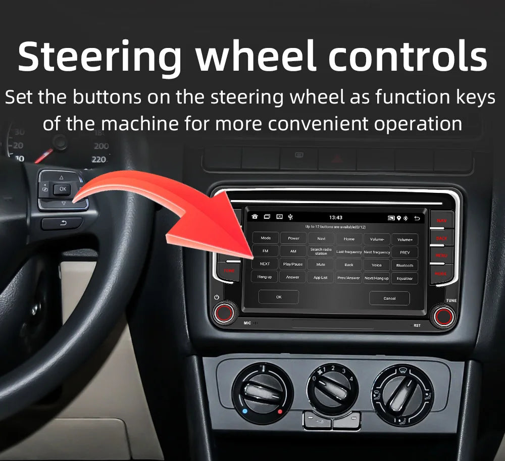 BQCC 7" Android 13 Octa Core Car Player Mirrorlink Carplay WIFI GRS For Volkswagen VW CC Passat B7 Polo Golf 5 6 Jetta mk5 mk6