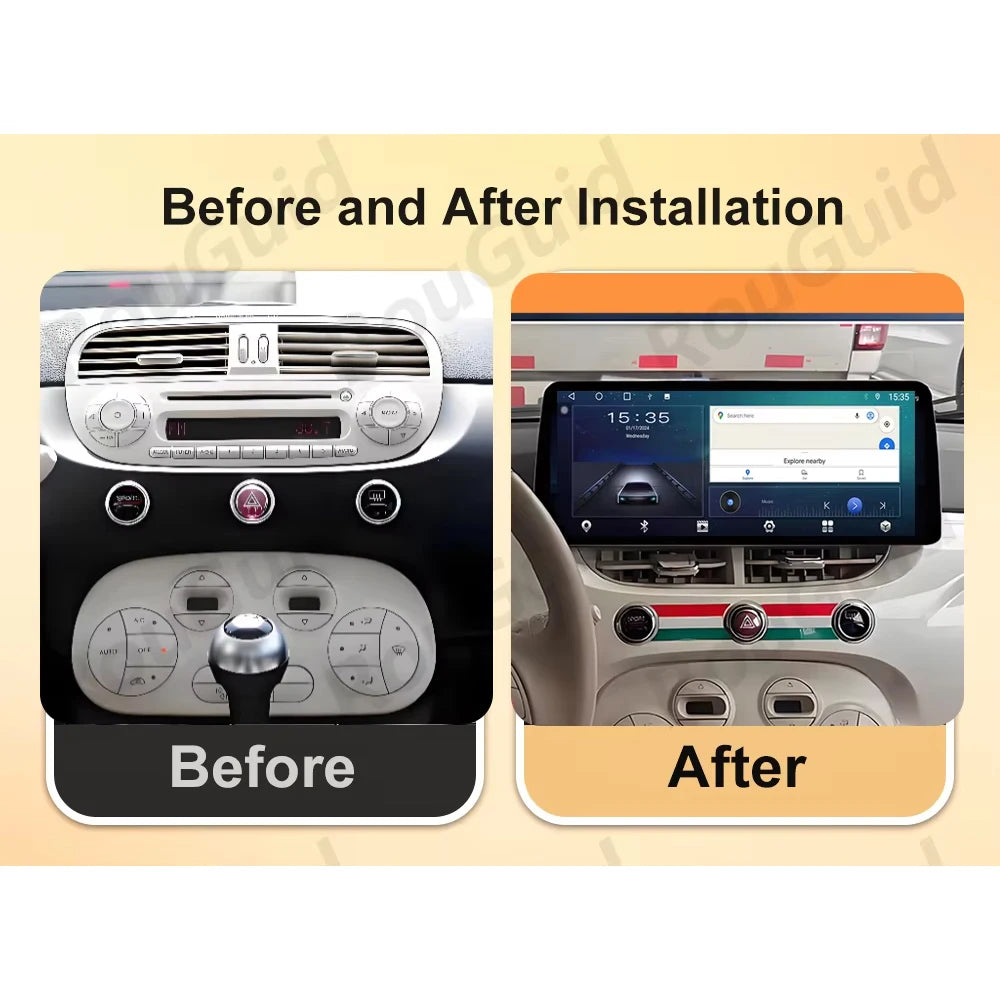 Android Auto Car Radio For Fiat 500 2007 2008 2009 2010 -2014 Carplay Video Player Stereo  | AUTOKITSHOP