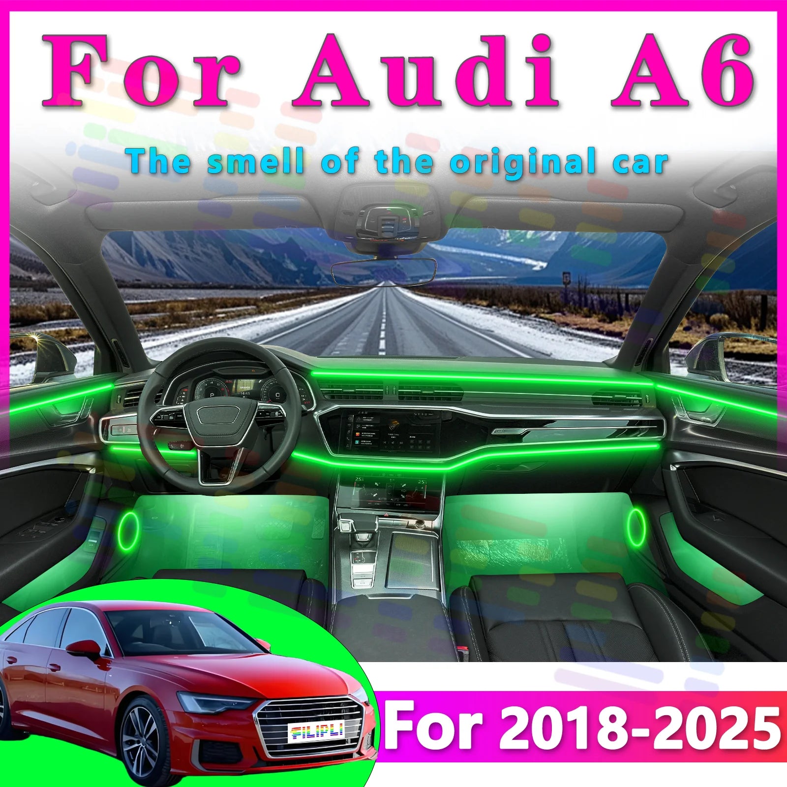 RGB - Ambient Light - for Audi A6 2018-2025 - App Control - Car Interior Lighting | AUTOKITSHOP